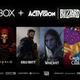 An illustration showing Xbox + Activision Blizzard King, with shots of the big franchises.